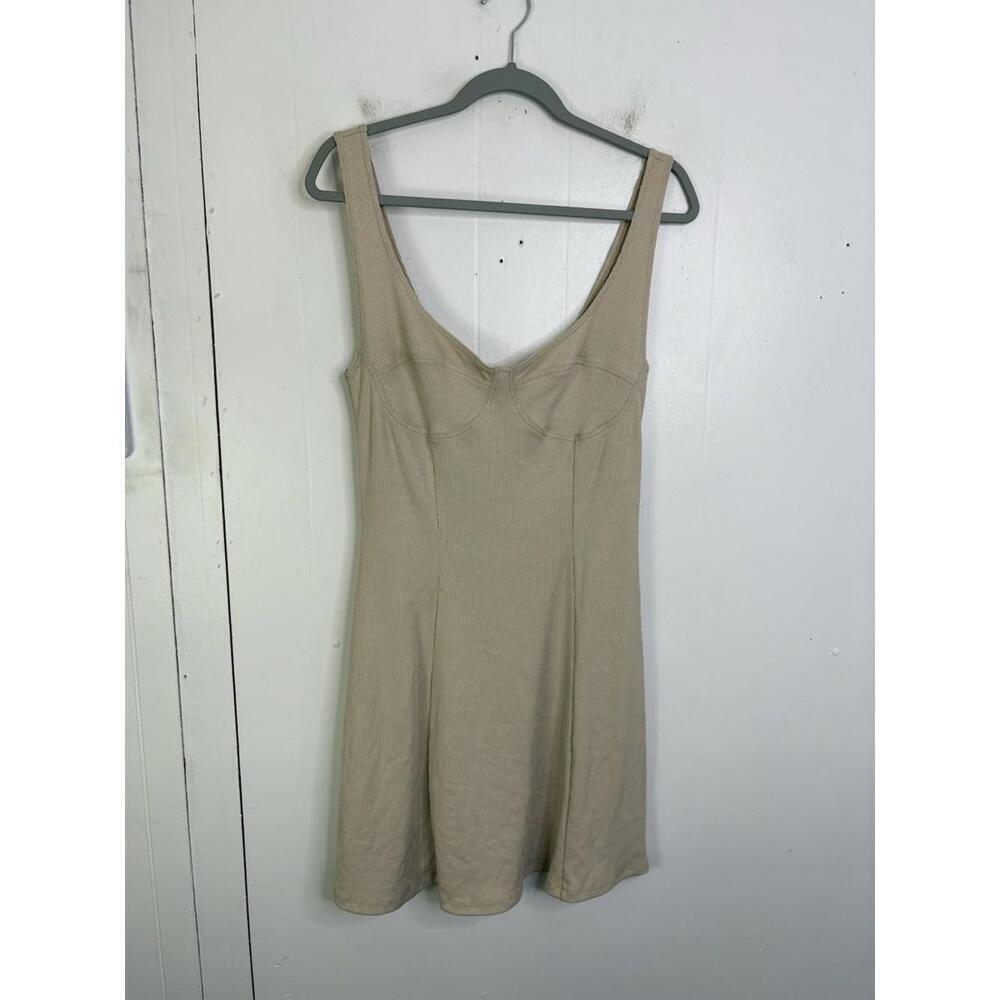 Zara Dress Womens Large Mini Stretch Babydoll Flare Sexy Skater Neutral New
